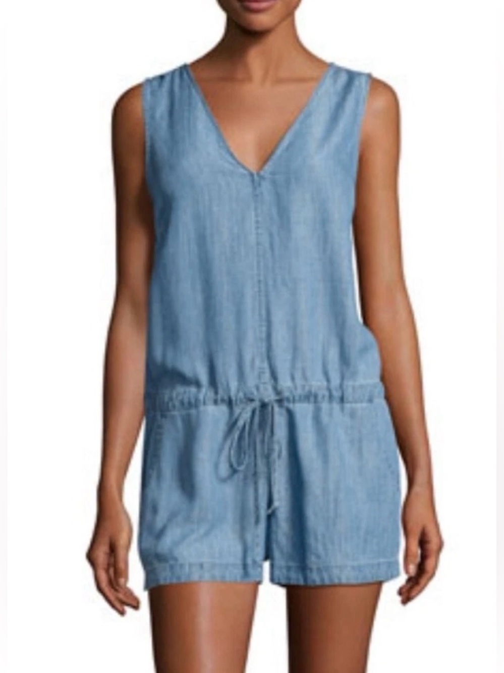 Rails Blue Chambray Tencel Linen Blend Romper | Women's M (?) - C33-049
